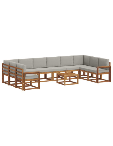 Set di divani con cuscino 11 pcs Grigio Naturale e Chiaro