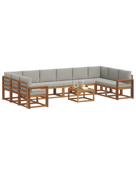 Set di divani con cuscino 11 pcs Grigio Naturale e Chiaro