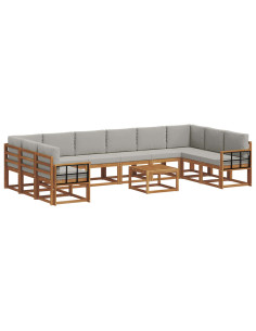 Set di divani con cuscino 11 pcs Grigio Naturale e Chiaro 2