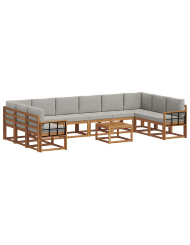 Set di divani con cuscino 11 pcs Grigio Naturale e Chiaro