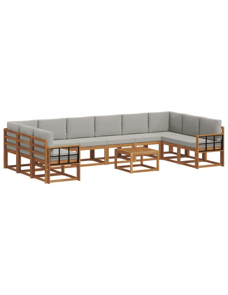 Set di divani con cuscino 11 pcs Grigio Naturale e Chiaro