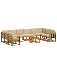 Set di divani con cuscino 11 pcs Naturale e Beige 2