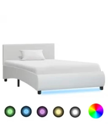 Giroletto con LED senza Materasso Bianco in Similpelle 90x200cm