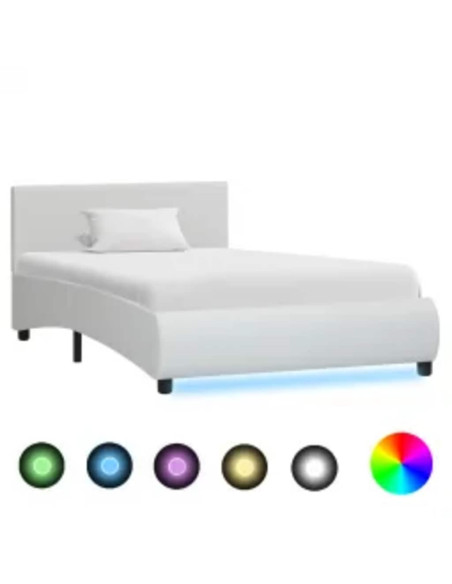 Giroletto con LED senza Materasso Bianco in Similpelle 90x200cm