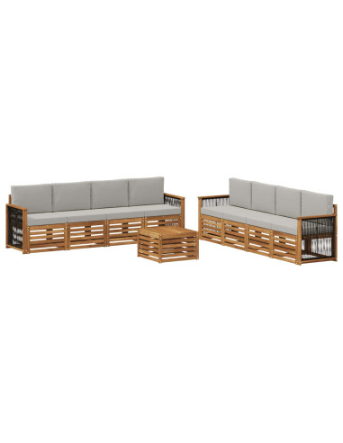 Set divani con cuscino 9 pcs Legno di Acacia Massello