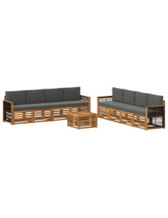 Set divani con cuscino 9 pcs Legno di Acacia Massello