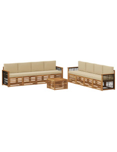 Set divani con cuscino 9 pcs Legno di Acacia Massello