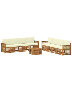 Set divani con cuscino 9 pcs Legno di Acacia Massello