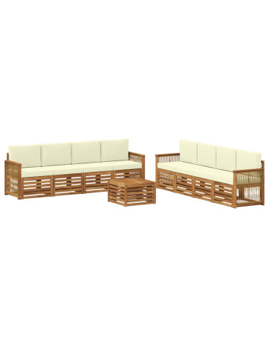 Set divani con cuscino 9 pcs Legno di Acacia Massello