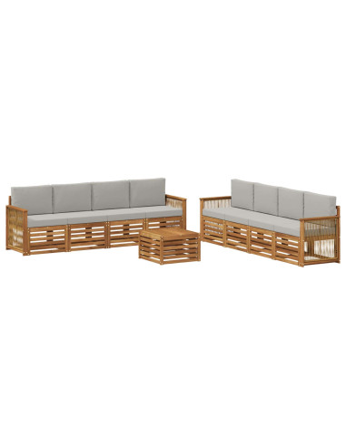 Set divani con cuscino 9 pcs Legno di Acacia Massello