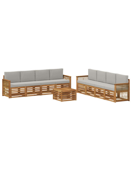 Set divani con cuscino 9 pcs Legno di Acacia Massello