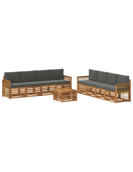 Set divani con cuscino 9 pcs Legno di Acacia Massello