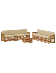 Set divani con cuscino 9 pcs Legno di Acacia Massello