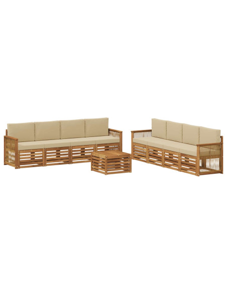 Set divani con cuscino 9 pcs Legno di Acacia Massello
