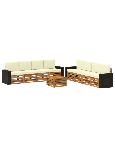Set divani con cuscino 9 pcs Legno di Acacia Massello