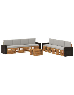 Set divani con cuscino 9 pcs Legno di Acacia Massello