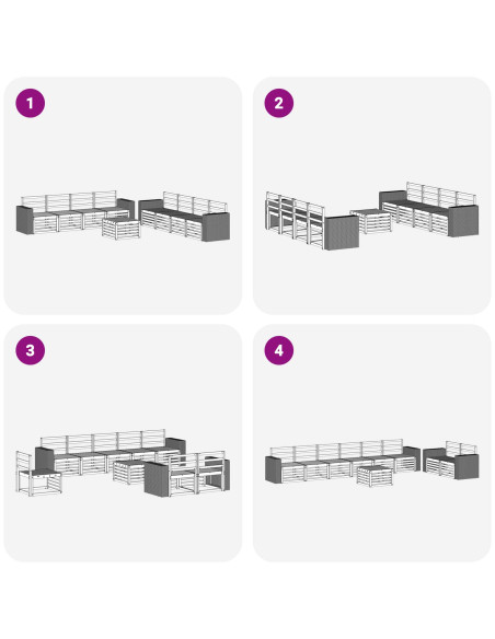 Set divani 9 pcs Legno di Acacia Massello