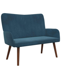Sofa a Due Posti Blu 115 x 61 x 87 cm Velluto 2