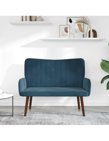 Sofa a Due Posti Blu 115 x 61 x 87 cm Velluto