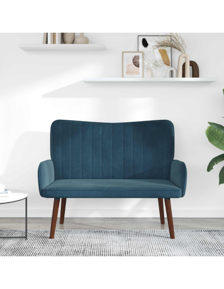 Sofa a Due Posti Blu 115 x 61 x 87 cm Velluto