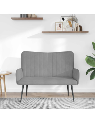 Sofa a Due Posti Grigio chiaro 115 x 61 x 87 cm Velluto