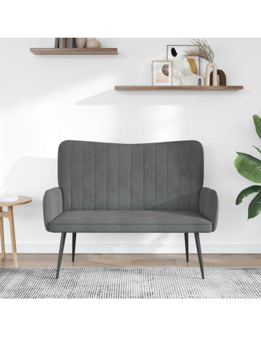 Sofa a Due Posti Grigio scuro 115 x 61 x 87 cm Velluto