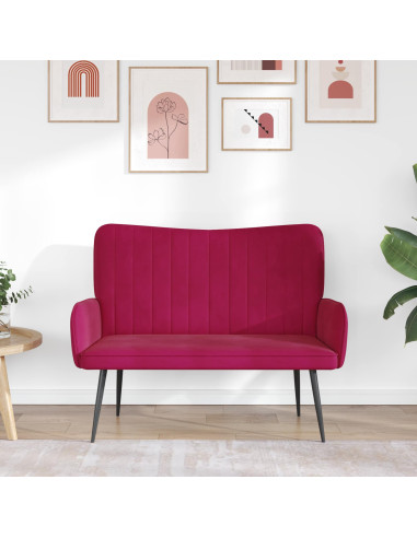 Sofa a Due Posti Rosso vino 115 x 61 x 87 cm Velluto