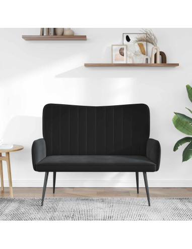 Sofa a Due Posti Nero 115 x 61 x 87 cm Velluto
