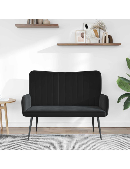 Sofa a Due Posti Nero 115 x 61 x 87 cm Velluto