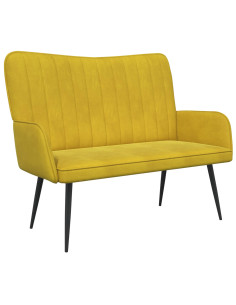 Sofa a Due Posti Giallo 115 x 61 x 87 cm Velluto 2