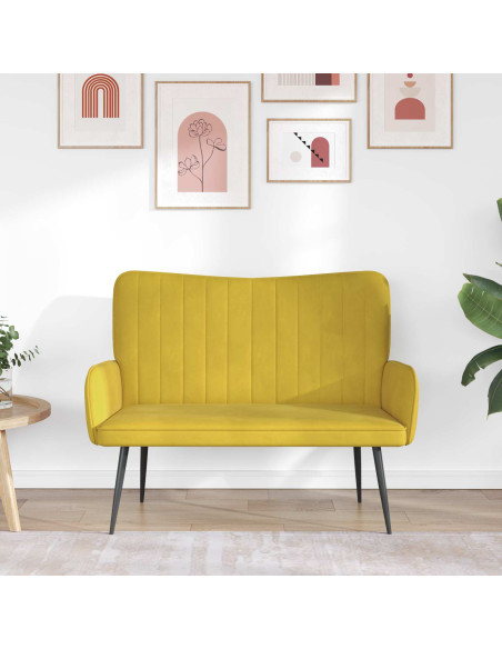 Sofa a Due Posti Giallo 115 x 61 x 87 cm Velluto