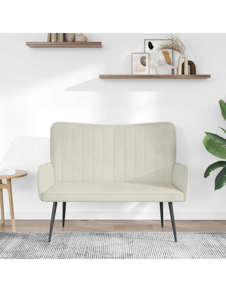 Sofa a Due Posti Crema 115 x 61 x 87 cm Velluto