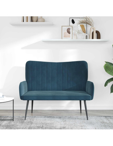 Sofa a Due Posti Blu 115 x 61 x 87 cm Velluto