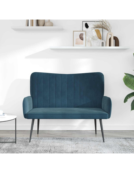 Sofa a Due Posti Blu 115 x 61 x 87 cm Velluto