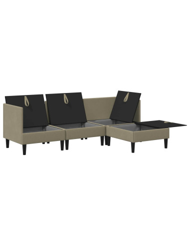 Set di mobili per il soggiorno 4 pcs Cachi Tessuto