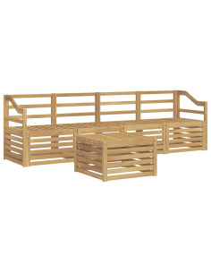 Set di divani da esterno 5 pcs Bianco Legno di Acacia Massello 2