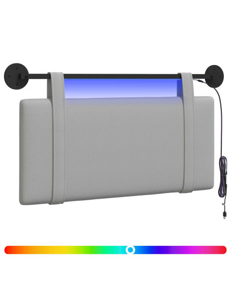 Testiera sospesa Con luce LED Grigio Nuvola Tessuto