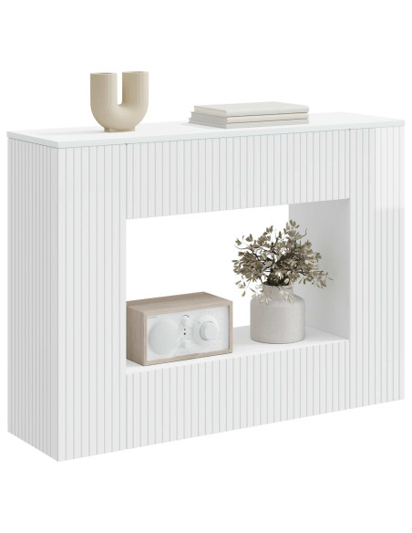 Tavolo consolle Rigato Bianco Lucido 101 x 29 x 74 cm