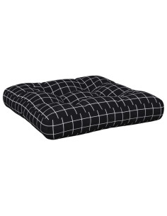 Cuscino Pallet Motivo a Quadri Nero 58x58x10 cm Tessuto Oxford 2
