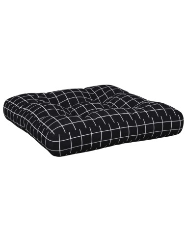 Cuscino Pallet Motivo a Quadri Nero 58x58x10 cm Tessuto Oxford