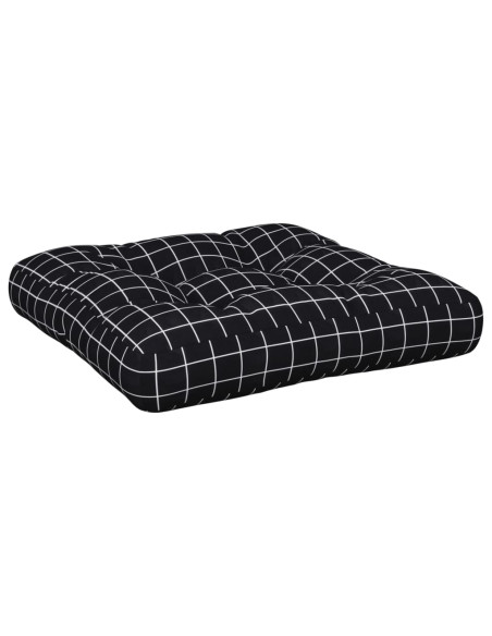 Cuscino Pallet Motivo a Quadri Nero 58x58x10 cm Tessuto Oxford