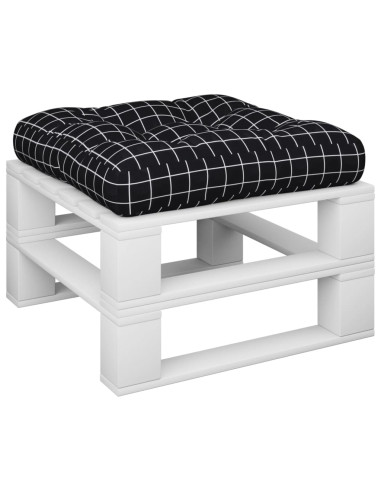 Cuscino Pallet Motivo a Quadri Nero 58x58x10 cm Tessuto Oxford