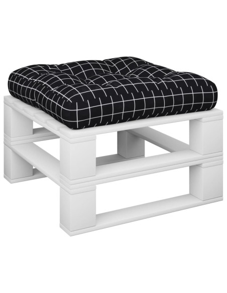 Cuscino Pallet Motivo a Quadri Nero 58x58x10 cm Tessuto Oxford