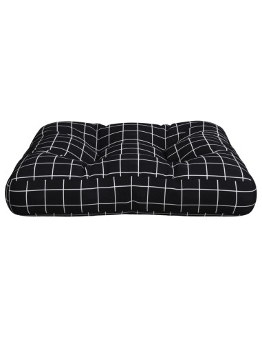 Cuscino Pallet Motivo a Quadri Nero 58x58x10 cm Tessuto Oxford