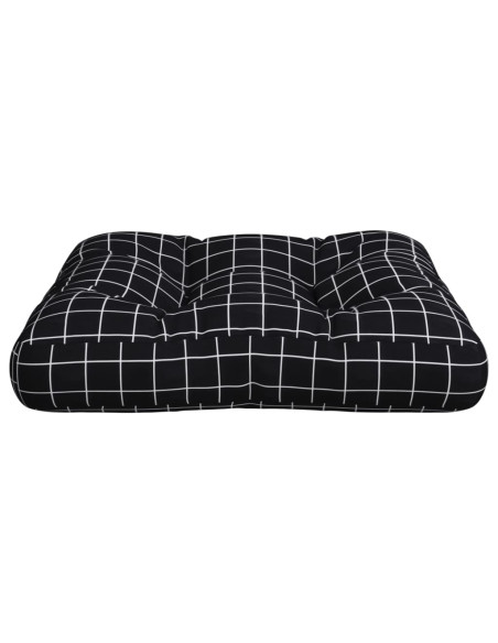 Cuscino Pallet Motivo a Quadri Nero 58x58x10 cm Tessuto Oxford