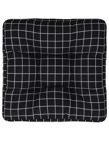 Cuscino Pallet Motivo a Quadri Nero 58x58x10 cm Tessuto Oxford