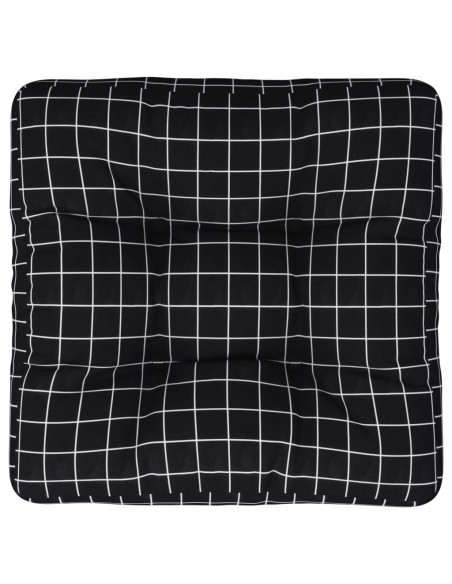 Cuscino Pallet Motivo a Quadri Nero 58x58x10 cm Tessuto Oxford