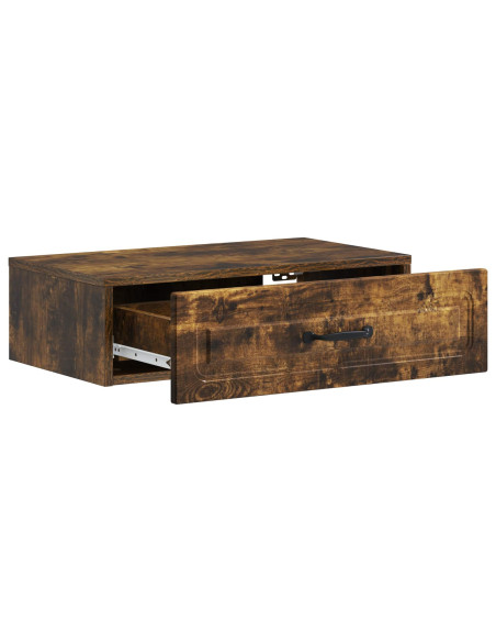 Tavolino da Parete Laterale Rovere Fumo 59 x 34,5 x 17 cm