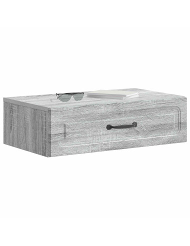 Tavolino da Parete Laterale Grigio Sonoma 59 x 34,5 x 17 cm