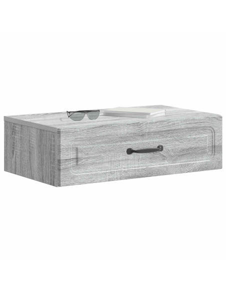 Tavolino da Parete Laterale Grigio Sonoma 59 x 34,5 x 17 cm